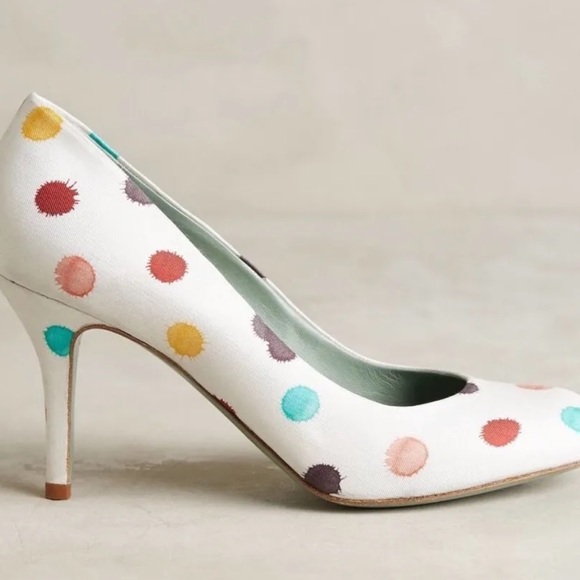 NEW $250 Anthropologie Polka Dotted Pumps Heels Paola D'Arcano - Picture 2 of 5